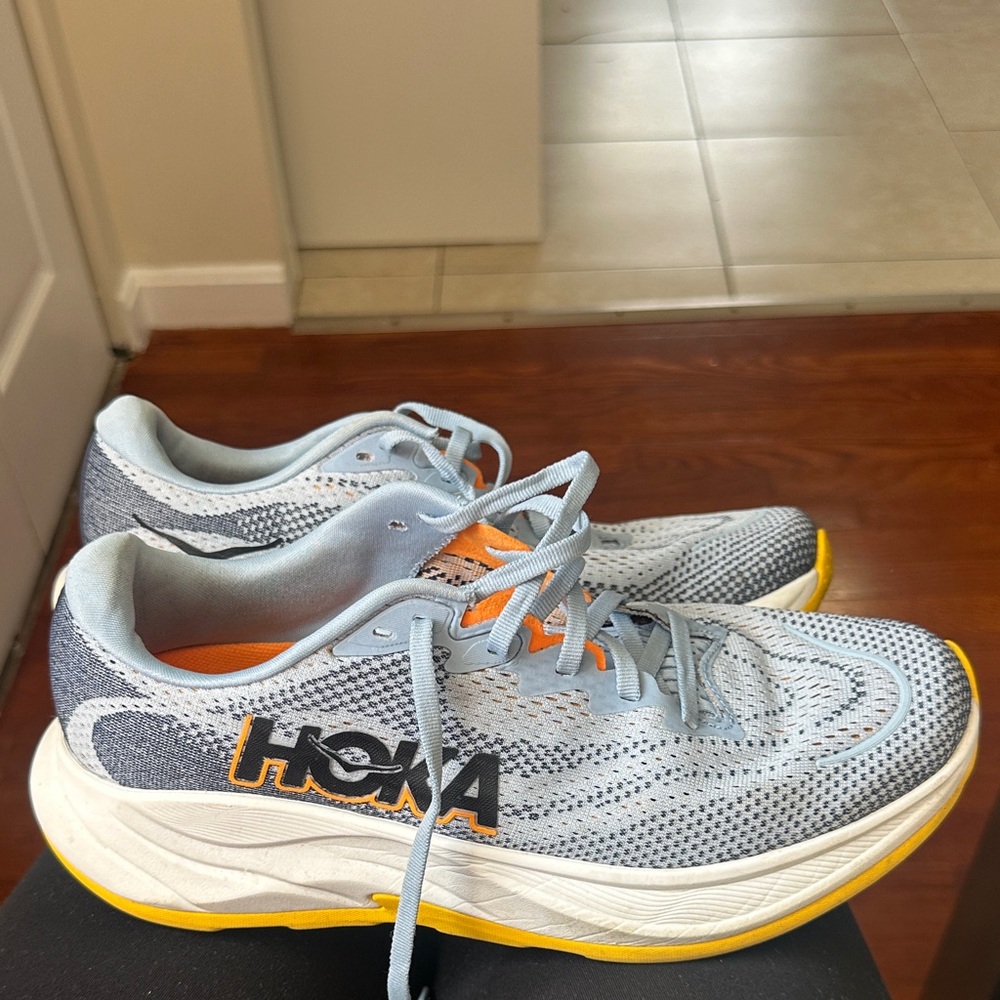 Hoka Light Blue and Yellow Men's Athletic Shoes